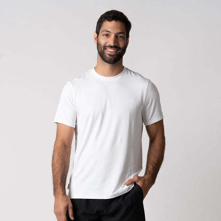 Image of a male model wearing a JOOLA Men's Club Short Sleeve Shirt, White.