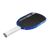 White background photo, image of the Agassi Pro V with blue edge guard and white handle.