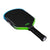 White background, image of a JOOLA Hyperion 3S Dual pickleball paddle with a green and blue dual gradiant edge guard.