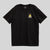 Gray background, black JOOLA t shirt with yellow trinity logo and JOOLA word mark over the left chest.