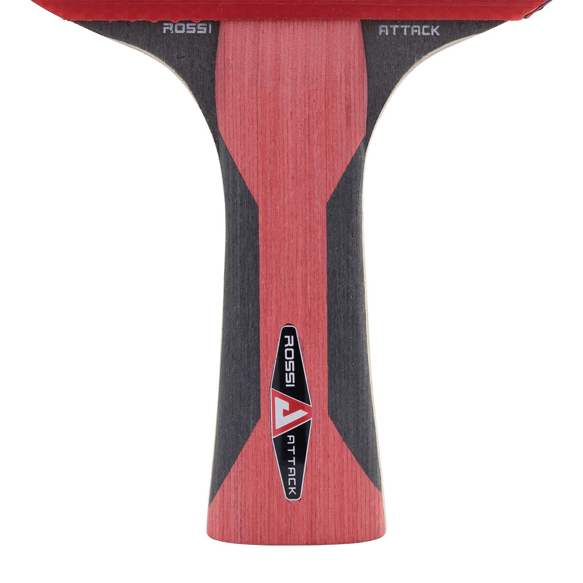 White Background Image: Closeup of the Black and Red handle of the JOOLA Rosskopf Attack Racket