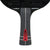 White background, close up image of the Infinity Z Carbon Table Tennis Racket with black gray and red handle.