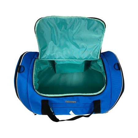 White Background Image: Product image of a Black and blue JOOLA Vision II Duffle Bag. #Blue