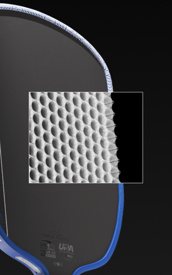 Close up of the honeycomb core structure inside the Agassi Pro V.