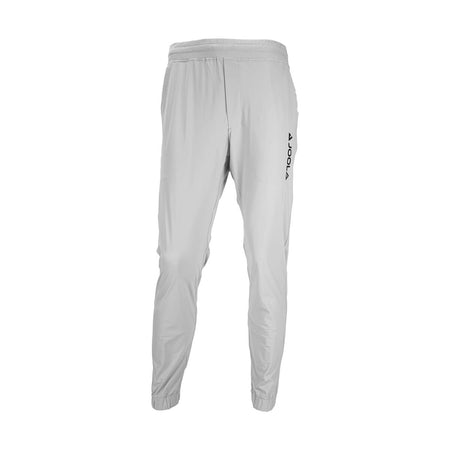 White Background Image: (Left) Light Grey JOOLA Ben Johns Dash Joggers with black horizontal JOOLA logo on left thigh #Light Grey