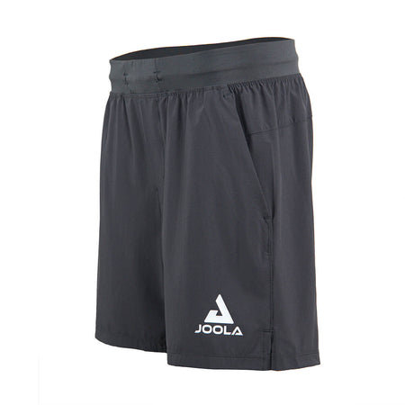 Product photo showing the front of the JOOLA Ben Johns Fluid Shorts in Grey from a side angle #Grey