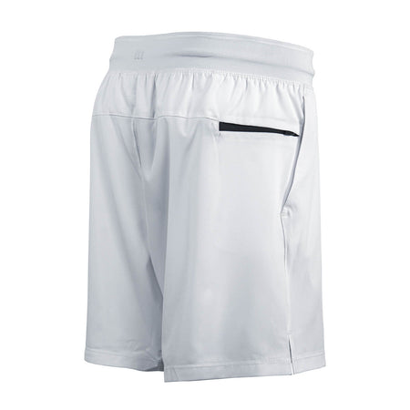 Product photo showing the back of the JOOLA Ben Johns Fluid Shorts in White from a side angle #White