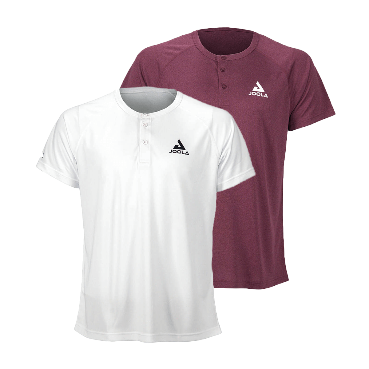 White Background Image: JOOLA Propel Short-Sleeved Henley in White, Burgundy