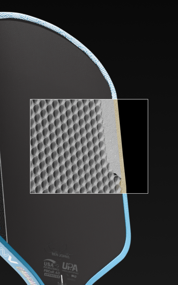 Close up of the detailed honeycomb core inside the Hyperion Pro V.