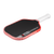 Pickleball paddle with red and black design on a white background