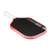 Red and black pickleball paddle with white handle on a white background