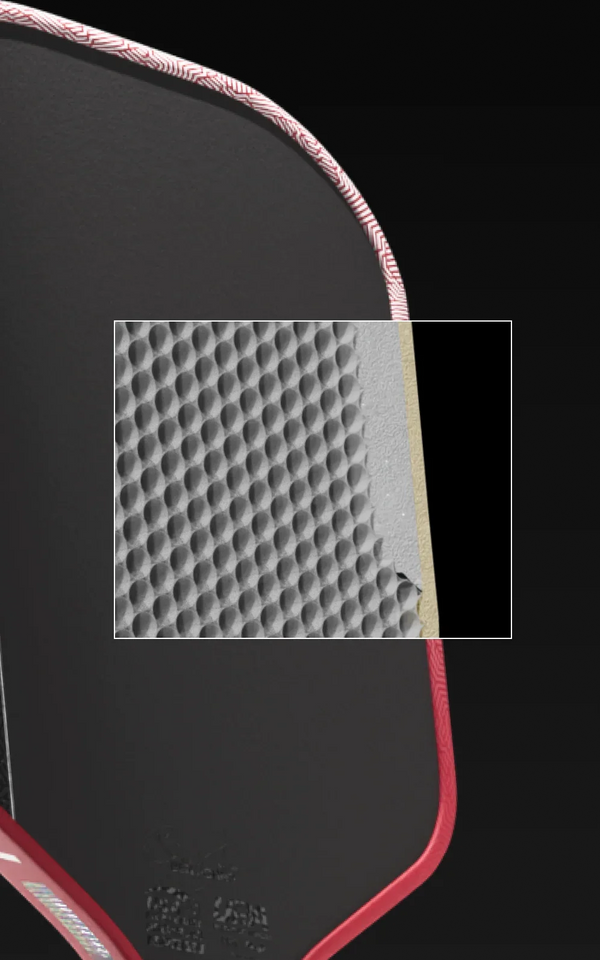 Close up of the Honeycomb core inside a JOOLA Perseus Pro V.