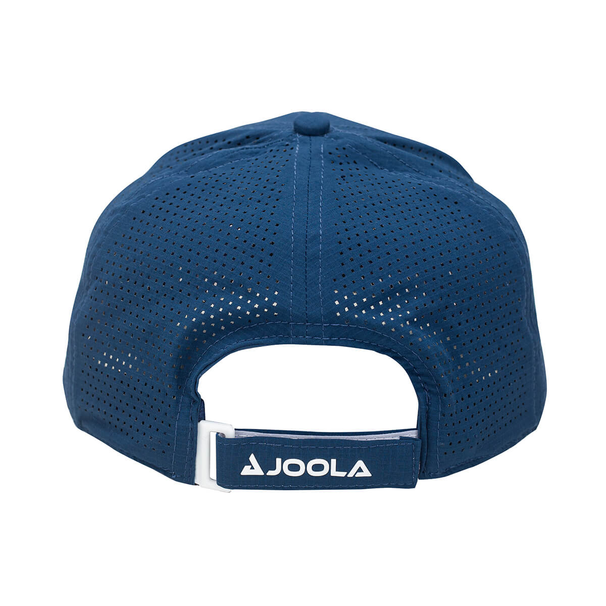 White Background Image: Navy JOOLA Scorpeus Hat with mesh back and white JOOLA logo embroidered across adjustable back strap #Navy