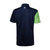 White Background Image: Back side of the Navy and green JOOLA Sygma Polo. #Navy/Green