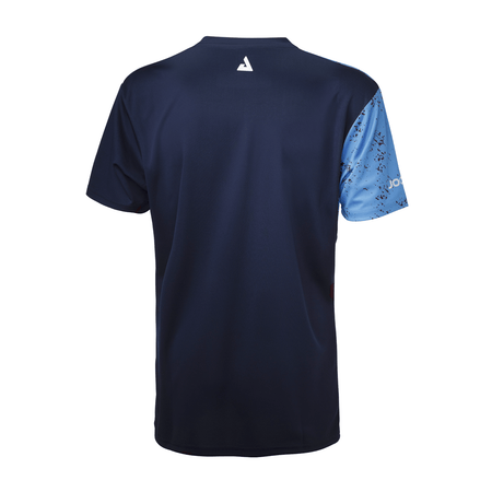 White Background Image: Back side of the Navy blue JOOLA SYGMA shirt. #Navy/Blue