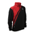 White Background Image: Angled view of the Black and Red JOOLA Synergy Jacket. #Black/Red