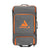 White Background Image: Charcoal colored vision suitcase with orange JOOLA logo and lettering, zippers and handles on top, bottom and right side.