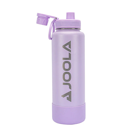 Product image of the purple JOOLA Water Bottle from a straight-on upright view with screw-on mouth-piece cover off #Purple