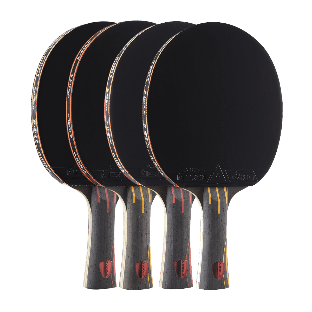 White Background Image: Line up of the JOOLA Infinity Overdrive Table Tennis racket.