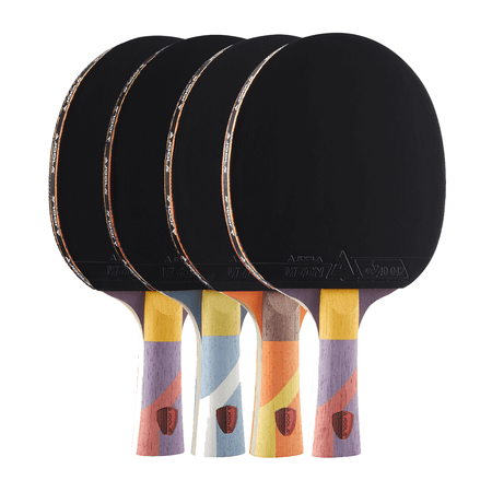 White Background Image: Full line up of the JOOLA Omega Strata Table Tennis Racket.