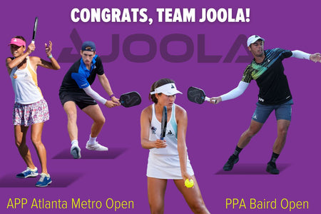 Various JOOLA pickleball players with the text 