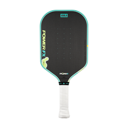 White background, product image of the JOOLA Power FX Pickleball Paddle, green and yellow daydream colorway, with a white handle. Category