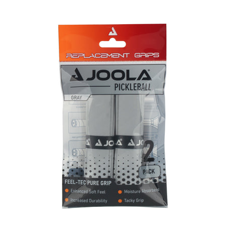 White background, product image showing a package of JOOLA Pickleball replacement grip. Gray.