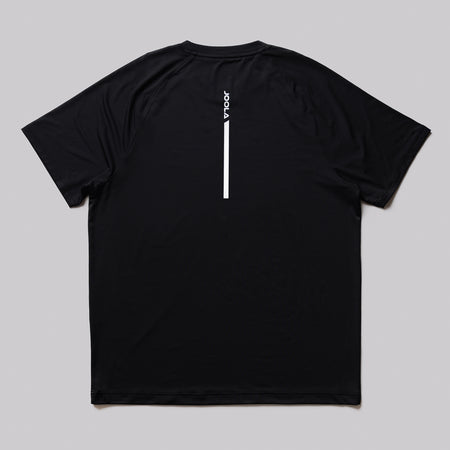 Product image showing the backside of a black JOOLA Men's Court Short Sleeve shirt.