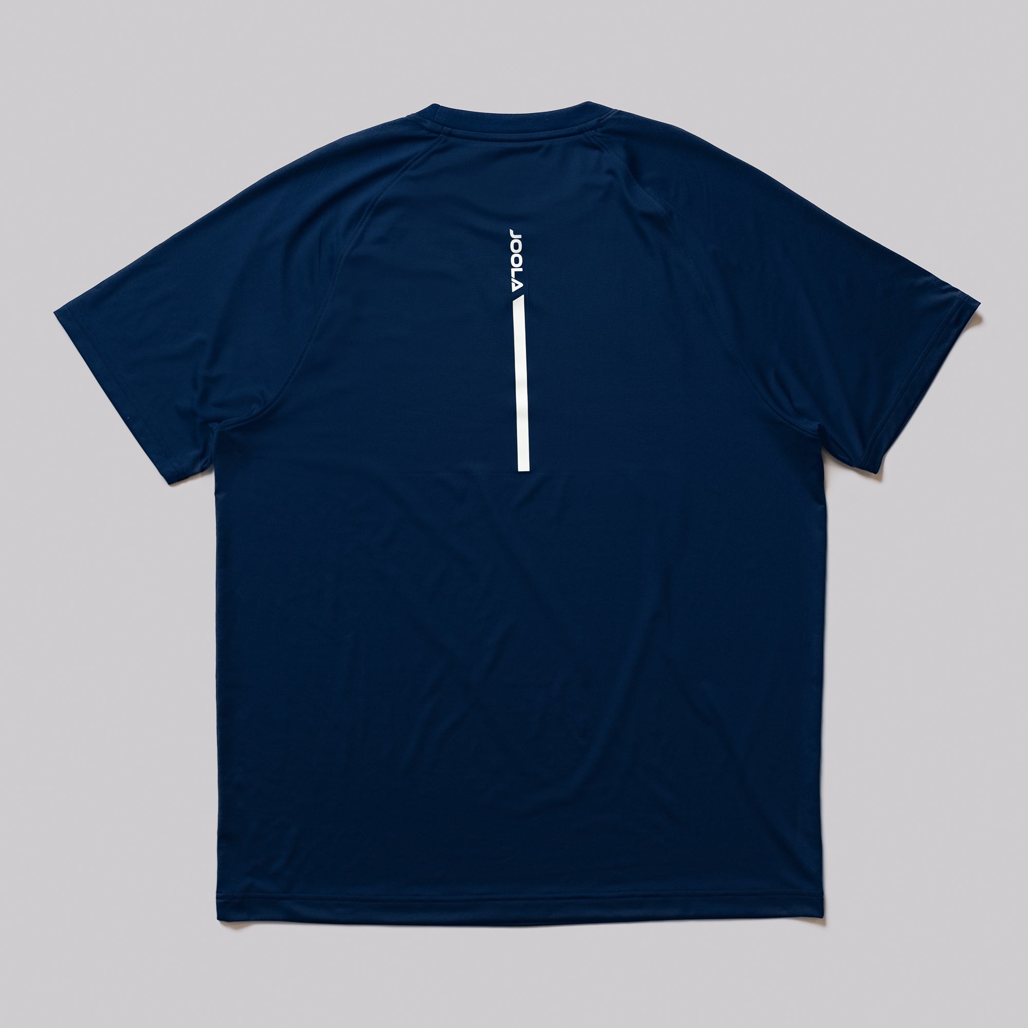 Product image of the backside of a navy JOOLA Men's Court Short Sleeve shirt.