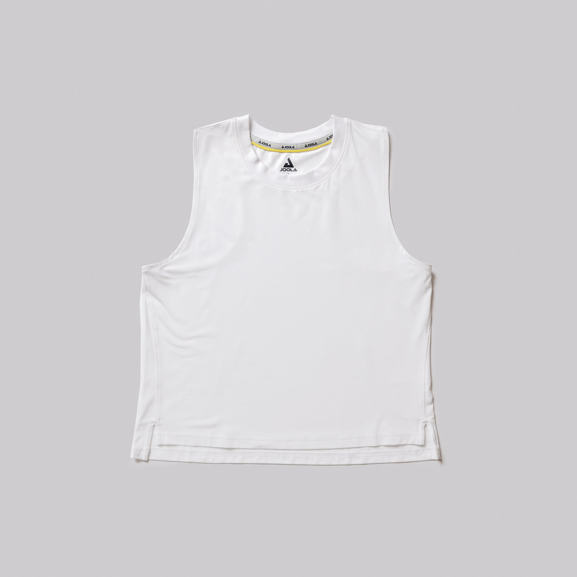 Product image of a white JOOLA women's pickleball court tank top.