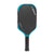 White background image, product image of the JOOLA Ben Johns 16mm Perseus 3S pickleball paddle. Black handle, black paddle face with a turquoise and black edge guard.