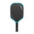 White background image, product image of the JOOLA Ben Johns 14mm Perseus 3S pickleball paddle. Black handle, black paddle face with a turquoise and black edge guard.