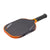 White background, product image of the JOOLA Collin Johns Scorpeus 16mm 3S pickleball paddle. Black handle, black paddle surface. Orange and black edge guard.