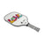 White Background Image: JOOLA x BRITTO paddle, grey handle, white paddle face with LOVE written in colorful BRITTO art style.