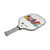 White Background Image: JOOLA x BRITTO paddle, grey handle, white paddle face with LOVE written in colorful BRITTO art style.