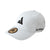 White background image of a JOOLA Trinity logo white hat with black logos.