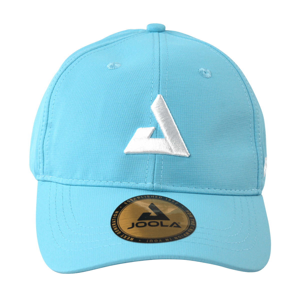 White Background Image: Straight on view of the light blue JOOLA trinity hat. #Light Blue