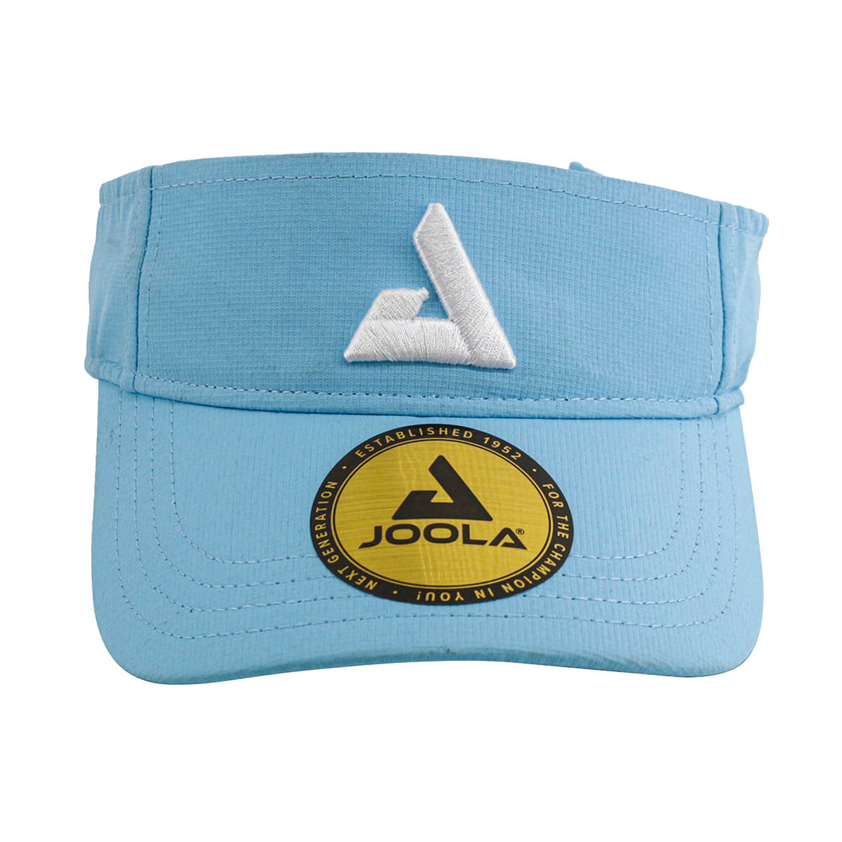 White Background Image: Straight on view of the Light Blue JOOLA Trinity visor. #Light Blue