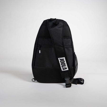 Black sling bag with JOOLA logo on a light gray background