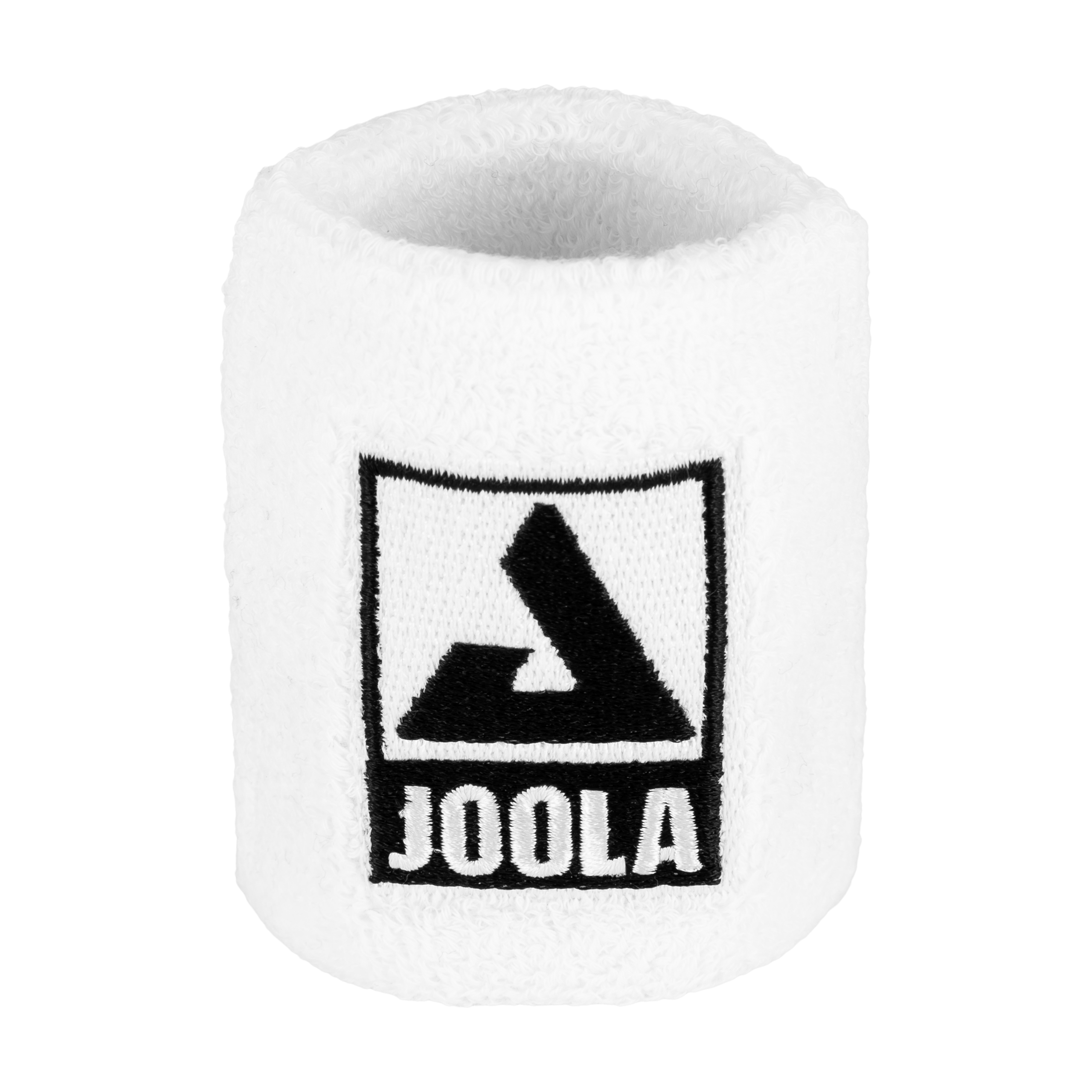 White JOOLA wristband with black JOOLA logo lockup.