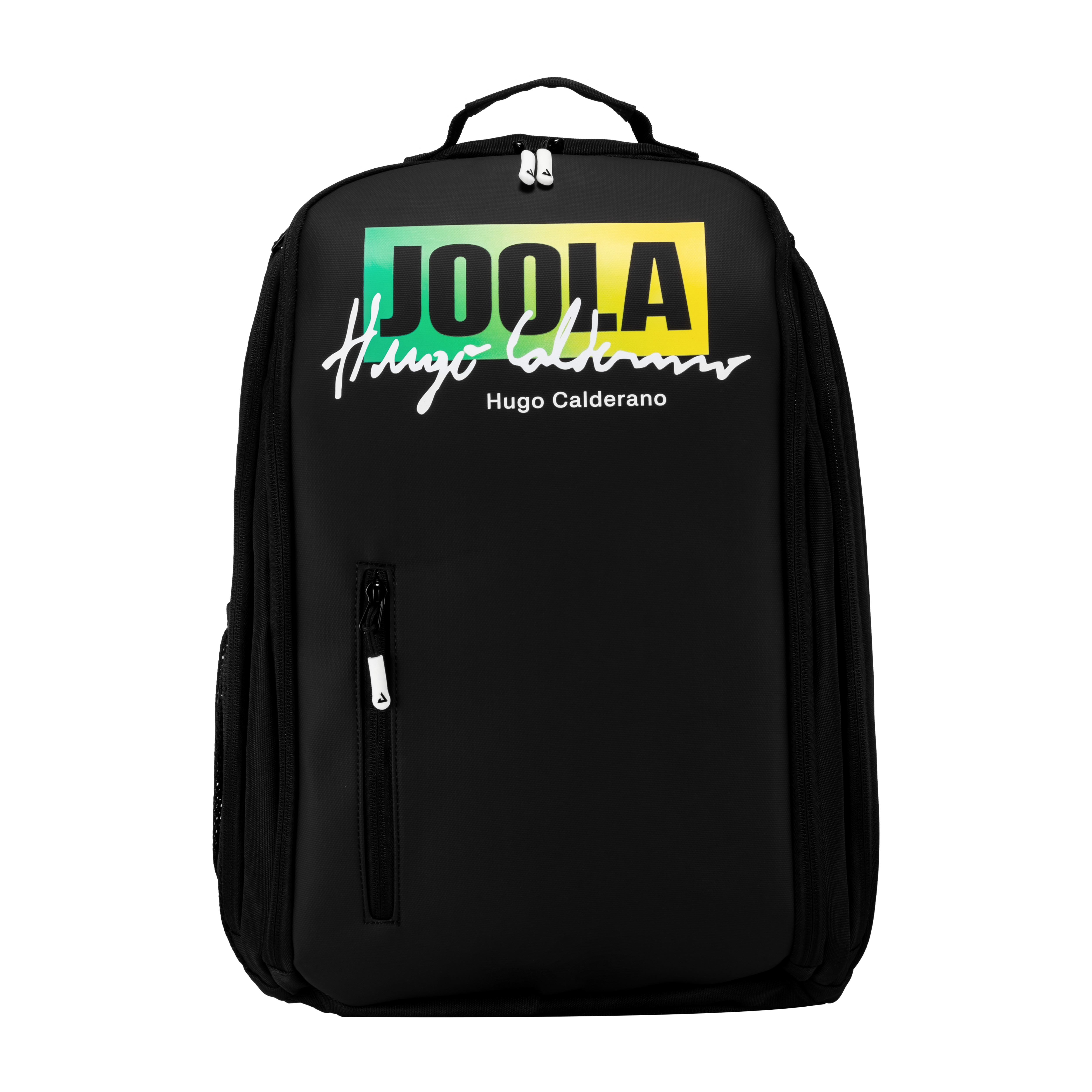 White background, prodcut image showing the JOOLA x Hugo Calderano deluxe backpack.