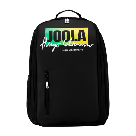 White background, prodcut image showing the JOOLA x Hugo Calderano deluxe backpack.