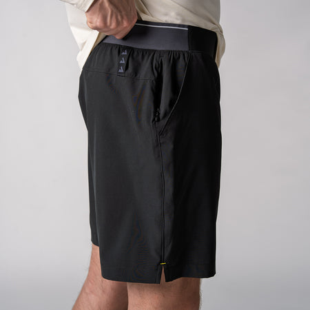 Image of the side of a pair of JOOLA men's club shorts, black.