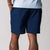 Close up image of the back of a pair of JOOLA men's club shorts, navy.