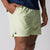 Close up image showing the side of a pair of JOOLA Men's Woven Shorts, 5-inch inseam, key lime.