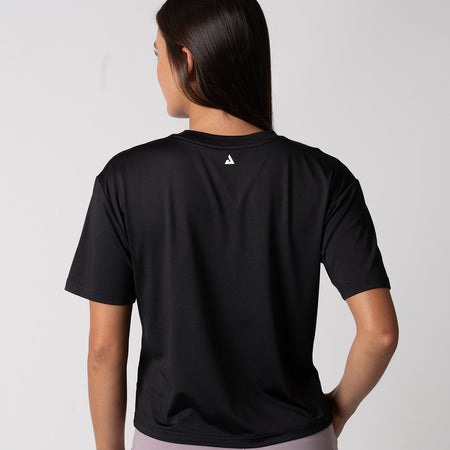 The back of a JOOLA Women's Court Crop Tee, Black.