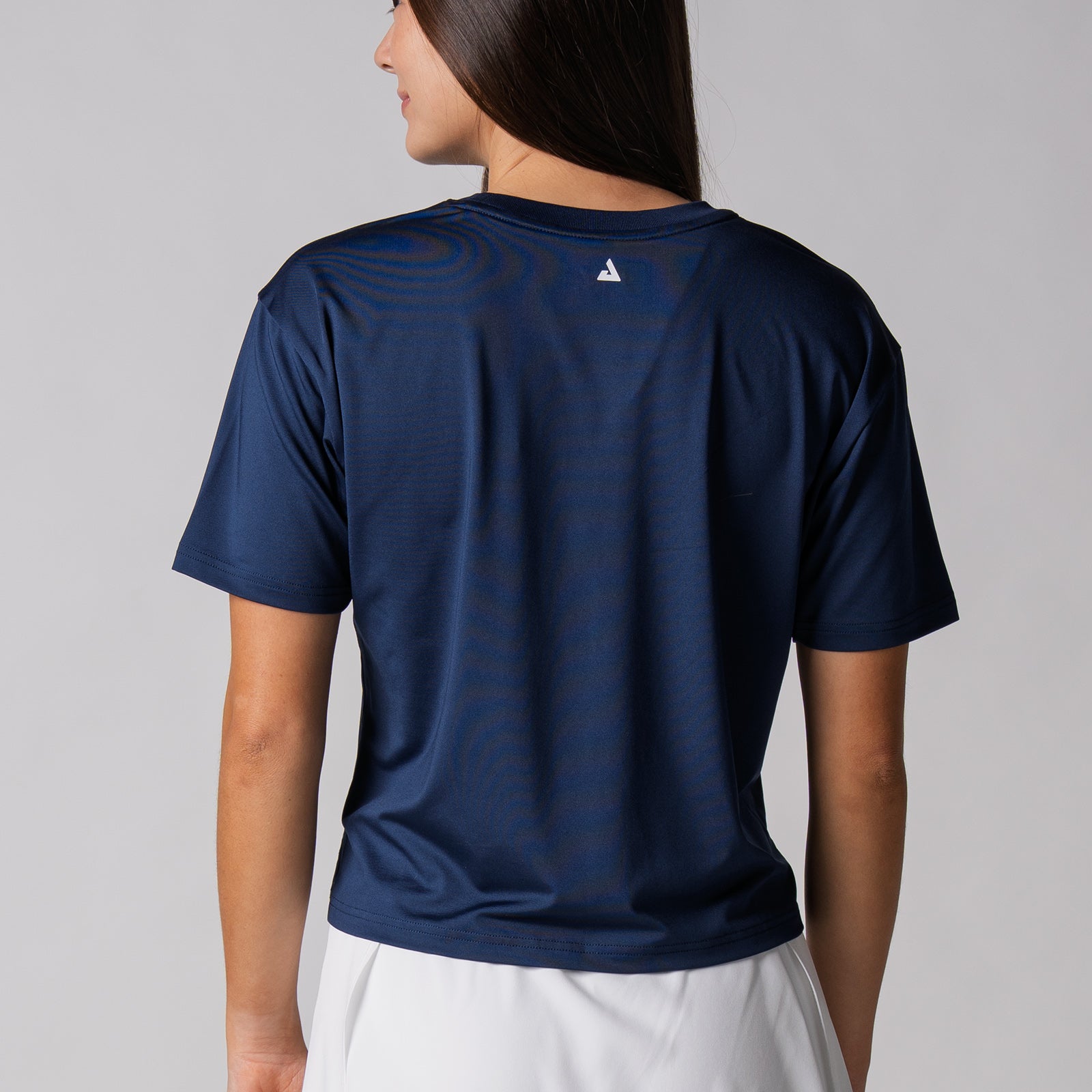 Image of the back of a JOOLA Women's Court Crop Tee, Navy.