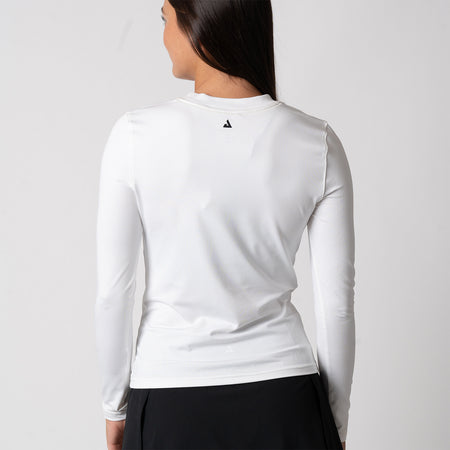 Image of the back of a JOOLA Women's Court Long Sleeve Shirt, white.