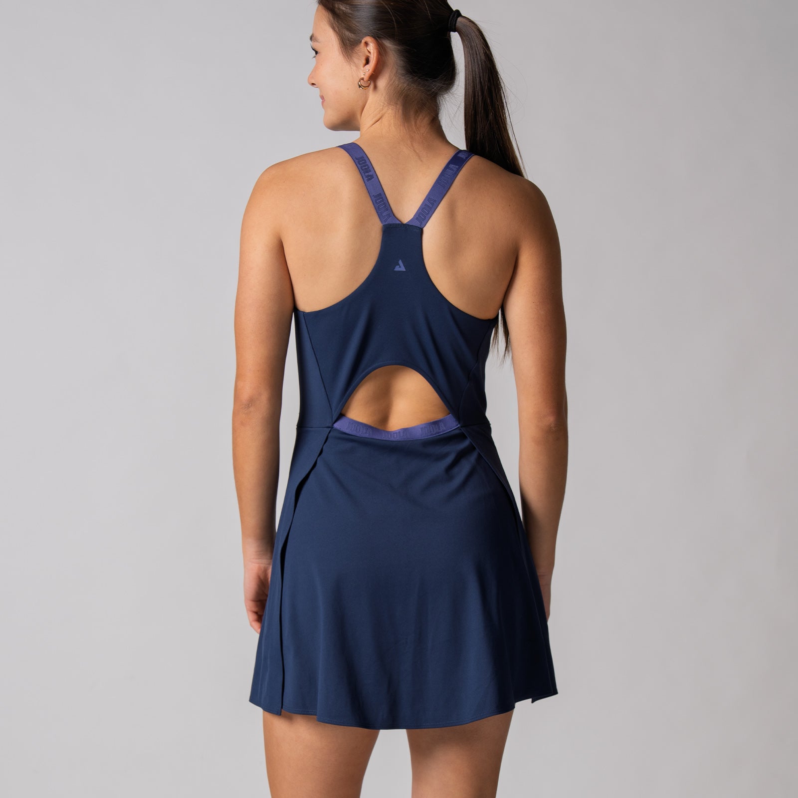 Image of the back of a JOOLA Women's Court Racerback Dress, Navy.