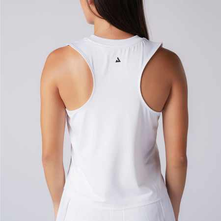 Image of the back of a JOOLA Women's Court Tank Top, white.